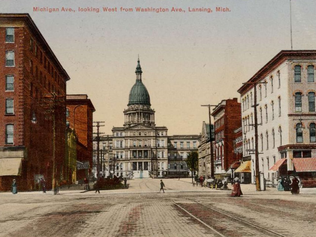 Michigan Ave., looking west from Washington Ave., Lansing, Mich.
