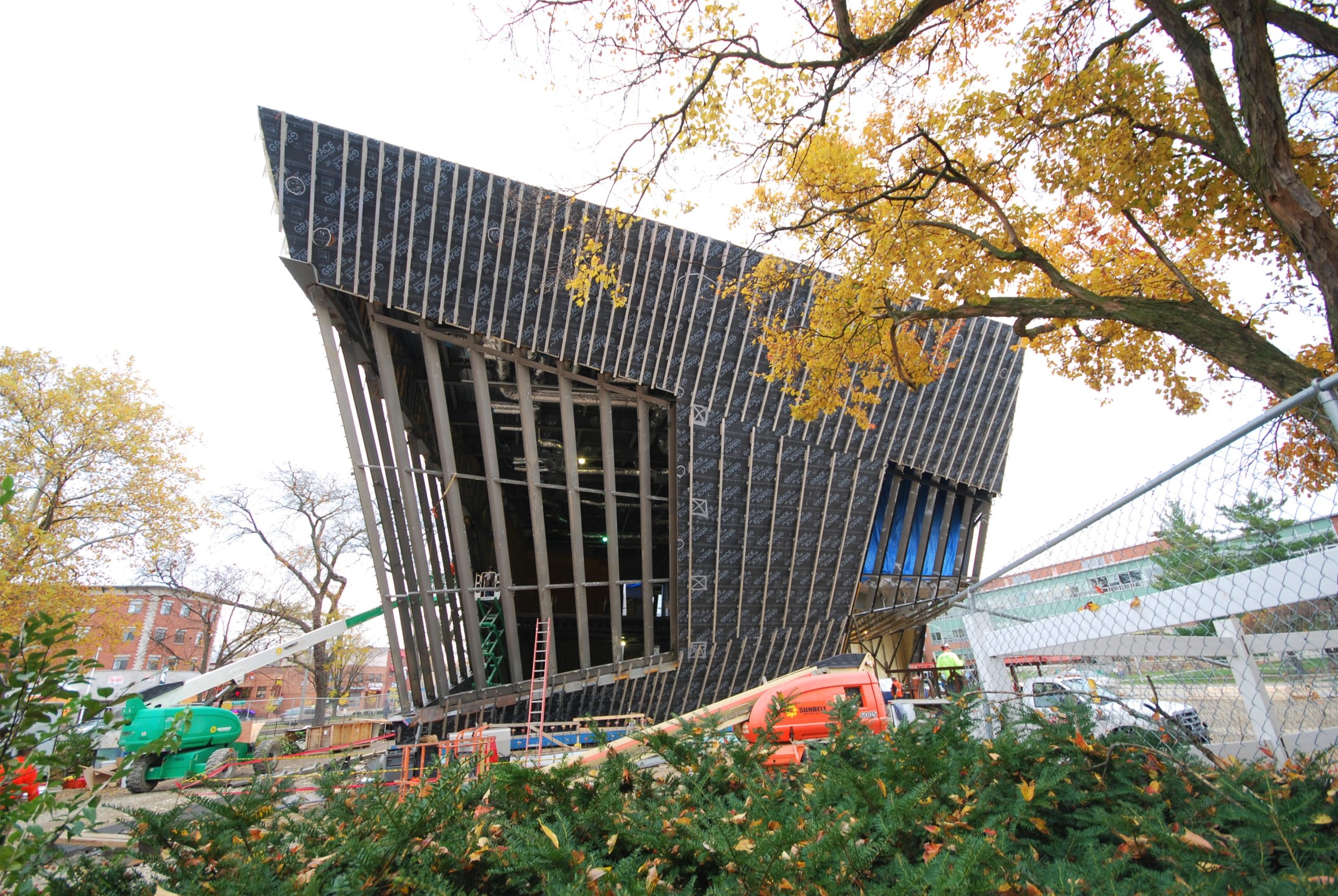 The construction of the MSU Broad Art Museum building in-progress.