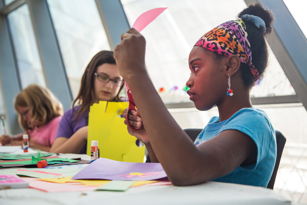 Children make art at Family Day at the MSU Broad Art Museum.