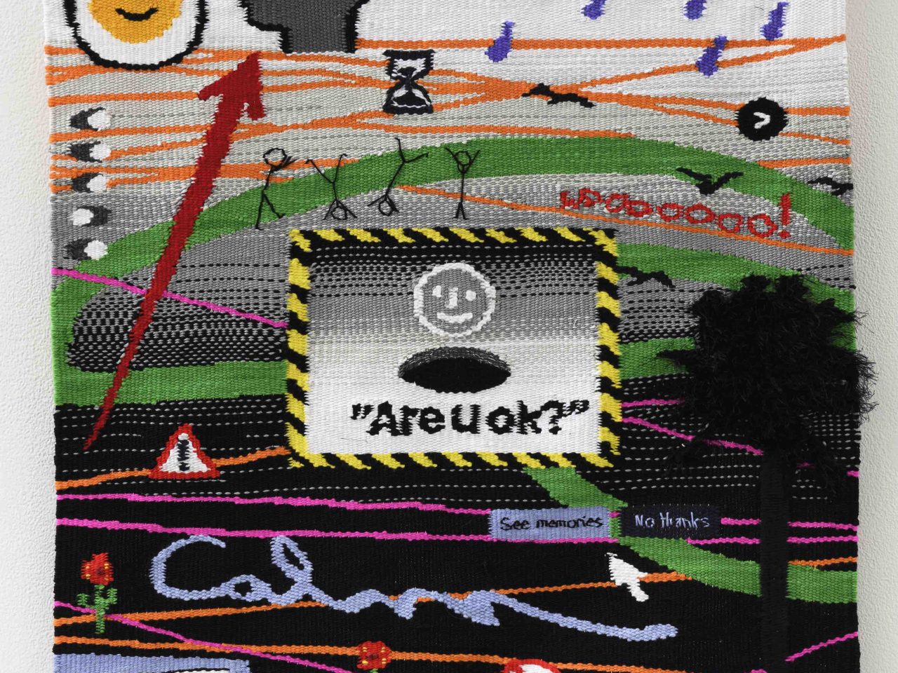 better help by Kayla Mattes. Hand woven, digital inspired images.